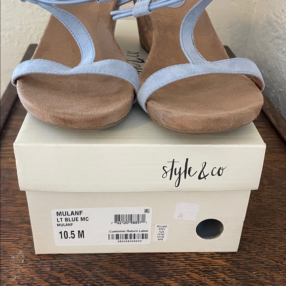 Style & Co strappy wedge sandal light blue size 10.5 - Picture 6 of 8
